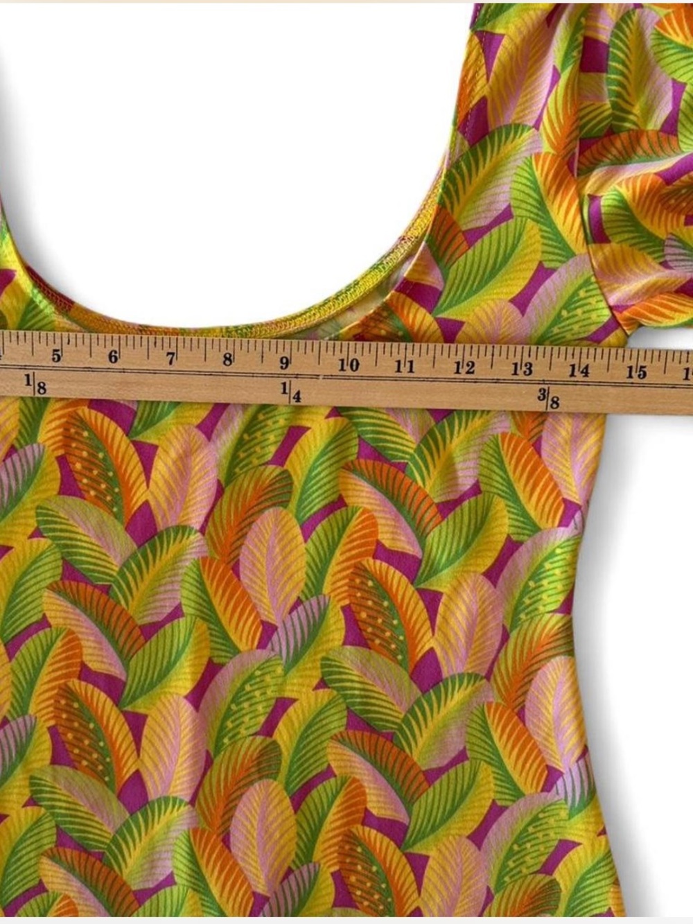 Manuel Canovas Made in France Tropical Leaf Print Stretch Knit Dress Size 8 - Picture 6 of 7